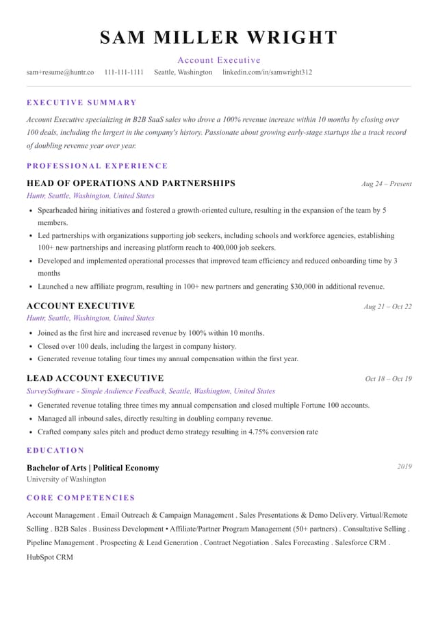 Executive resume template