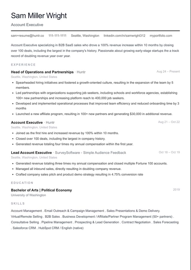 Minimal resume template